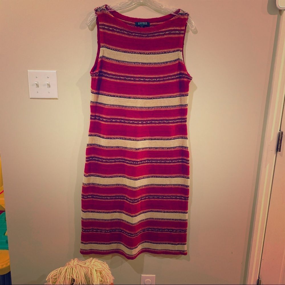 Ralph Lauren L Burgundy Knit Midi Dress